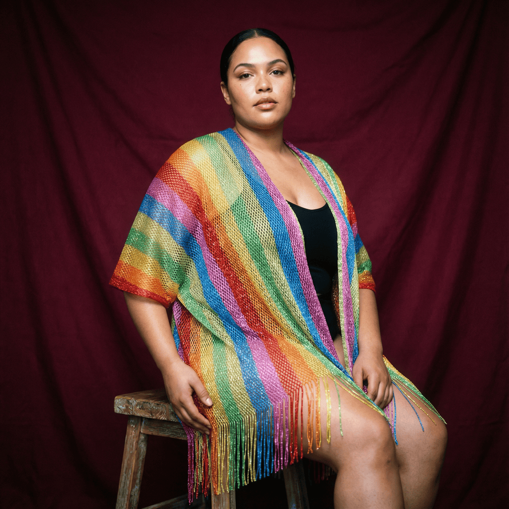 Shimmer Mesh Pride Scarf Wrap in Rainbow Stripe | Unisex Summer Shawl LGBTQ Pride - Collective Awakening