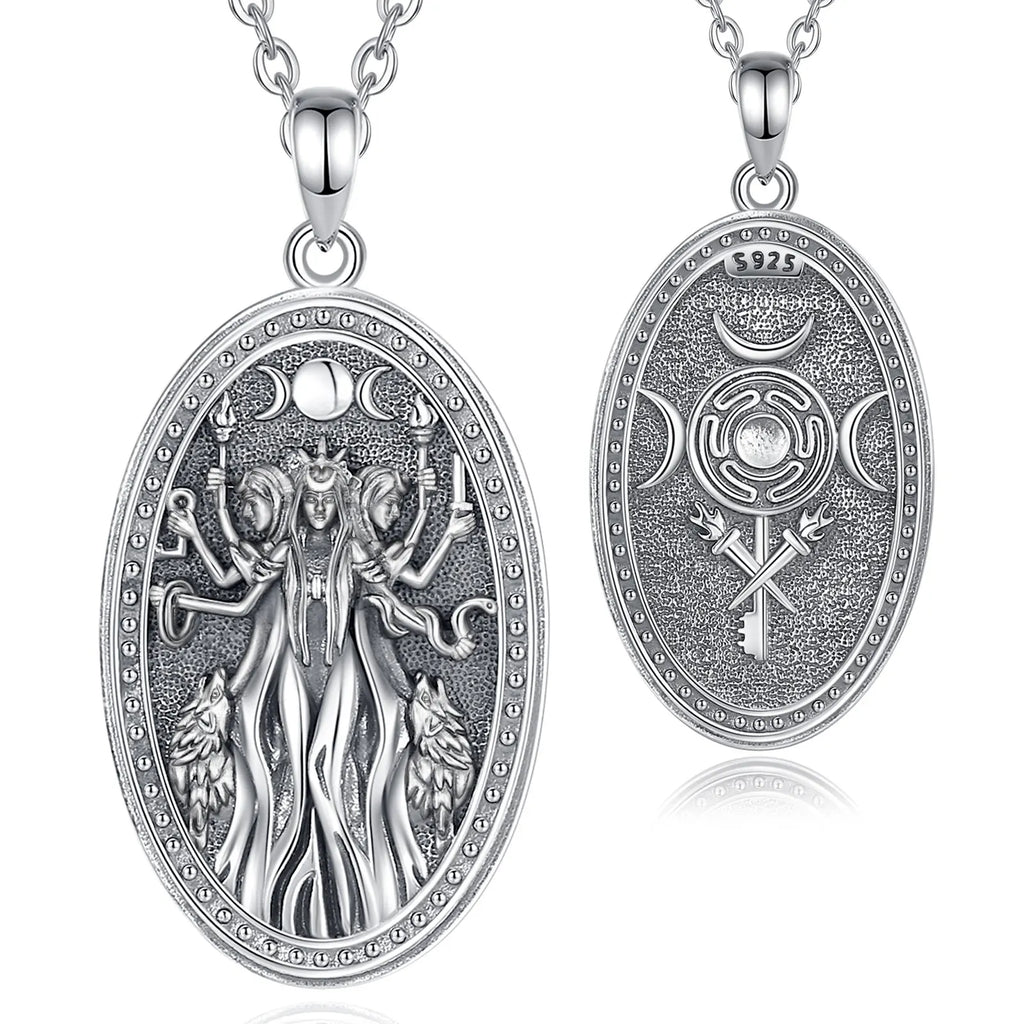 Triple Moon Goddess Sterling Silver Necklace - Collective Awakening