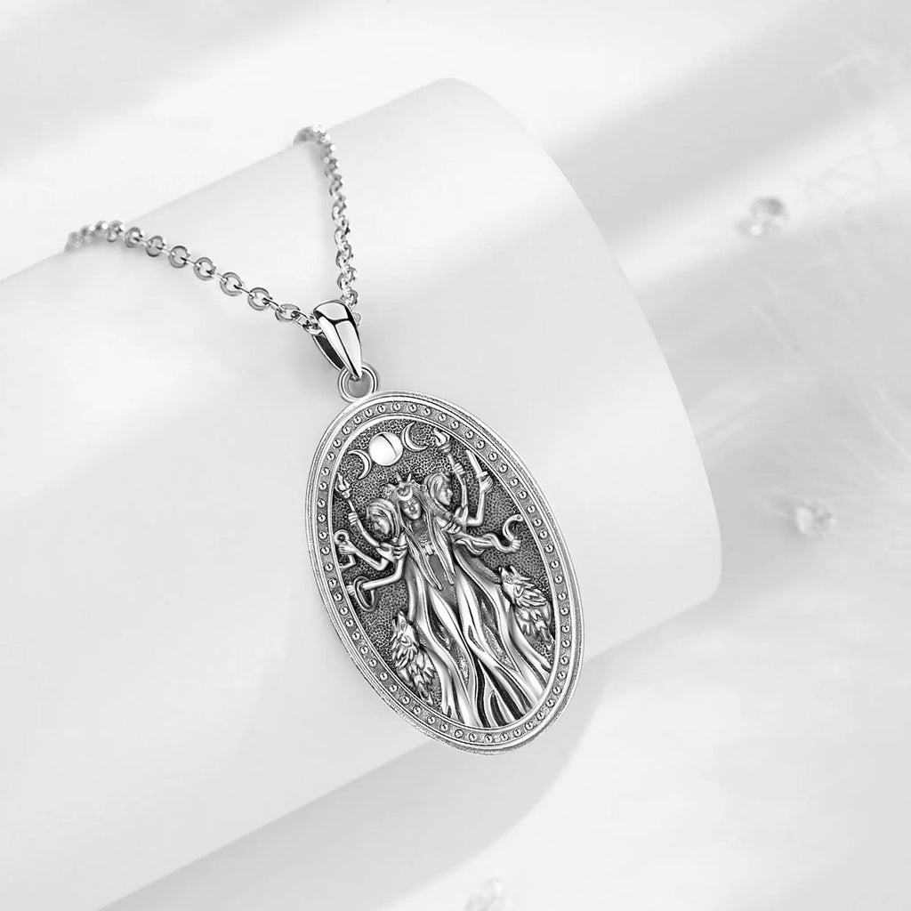 Triple Moon Goddess Sterling Silver Necklace - Collective Awakening