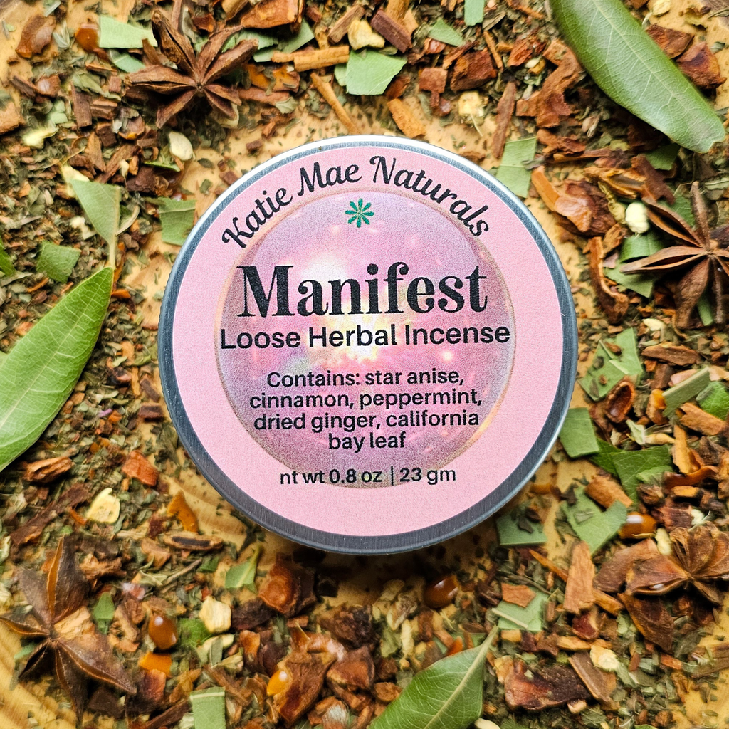 Manifest Herbal Incense – Cinnamon Bay Leaf Ritual Blend for Abundance, Intention & Positive Energy - Collective Awakening