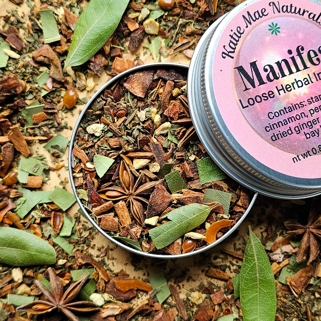 Manifest Herbal Incense – Cinnamon Bay Leaf Ritual Blend for Abundance, Intention & Positive Energy - Collective Awakening