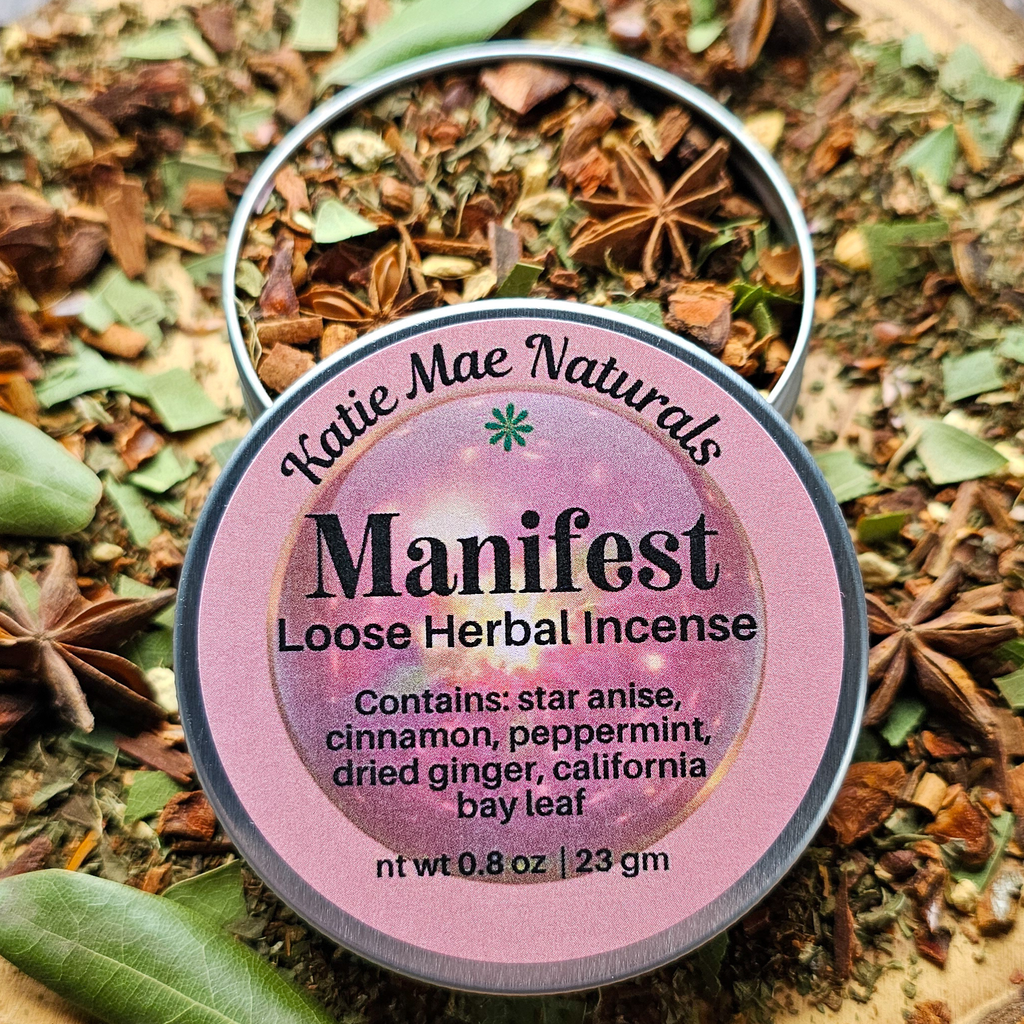 Manifest Herbal Incense – Cinnamon Bay Leaf Ritual Blend for Abundance, Intention & Positive Energy - Collective Awakening