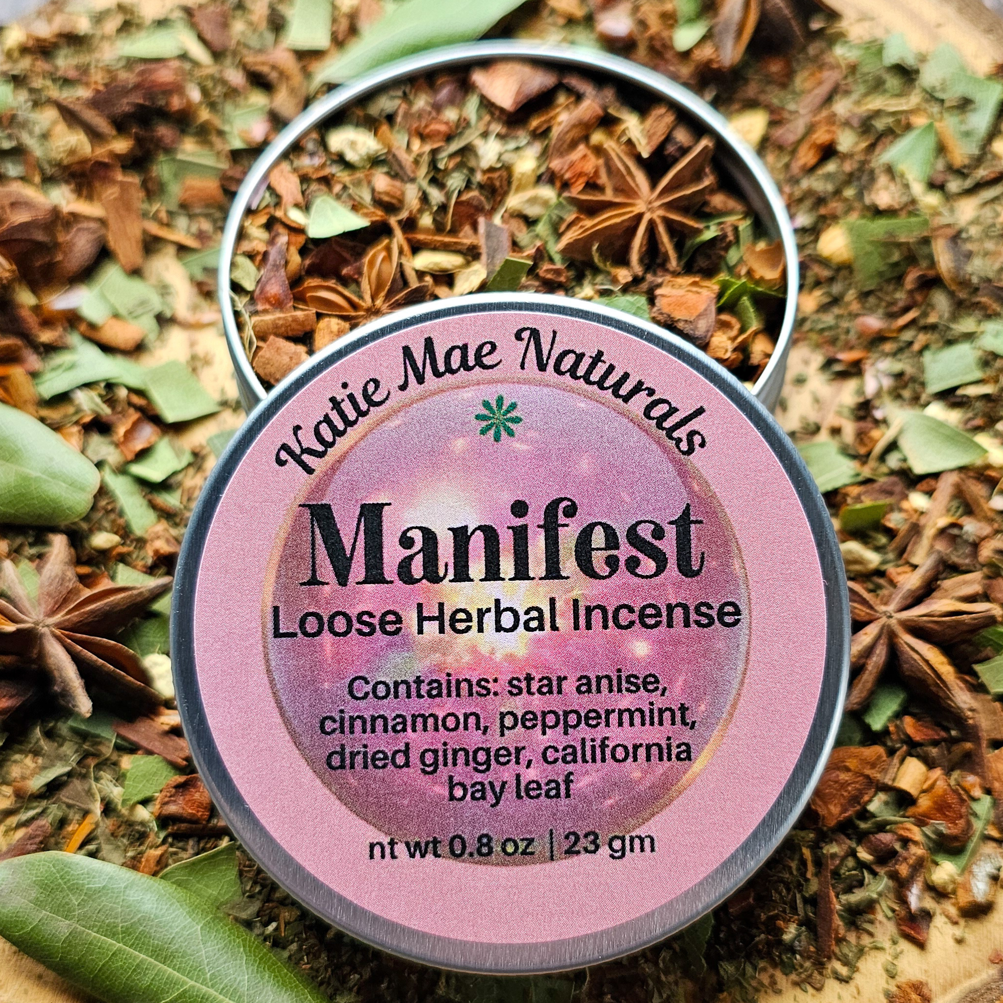 Manifest Herbal Incense – Cinnamon Bay Leaf Ritual Blend for Abundance, Intention & Positive Energy - Collective Awakening