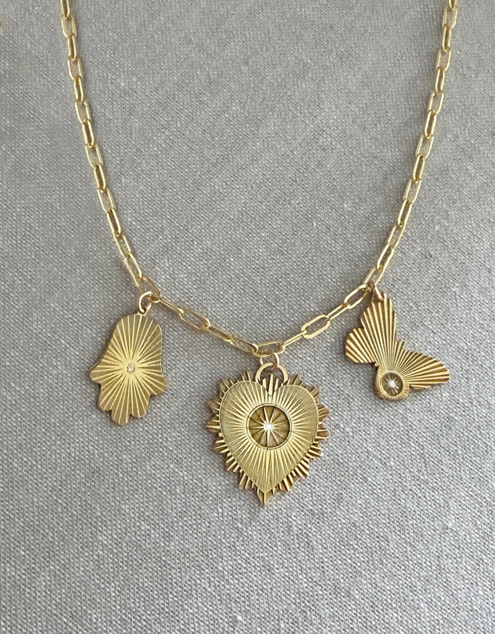 Vesta Triple Diamond Charm Necklace - Collective Awakening