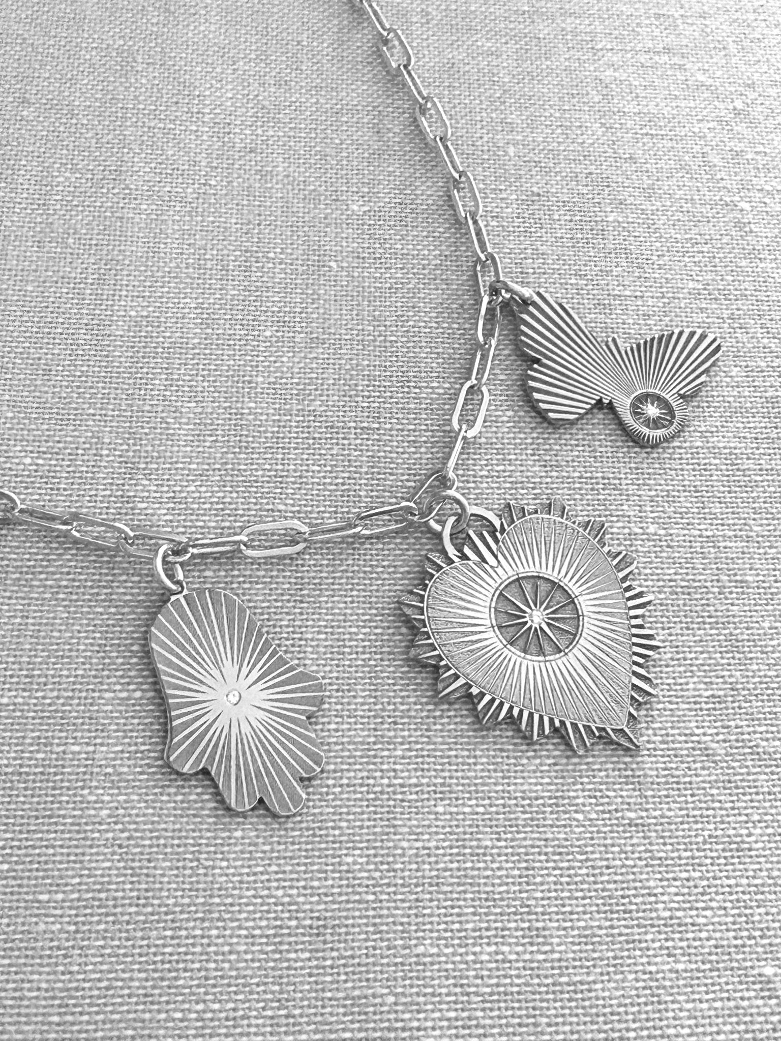 Vesta Triple Diamond Charm Necklace - Collective Awakening