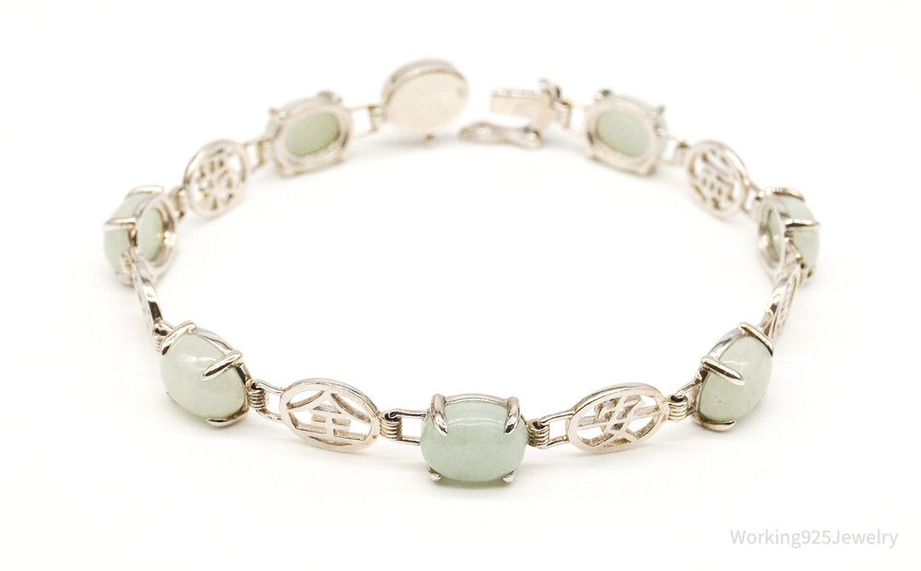 Vintage Jade Good Fortune Sterling Silver Bracelet - Collective Awakening