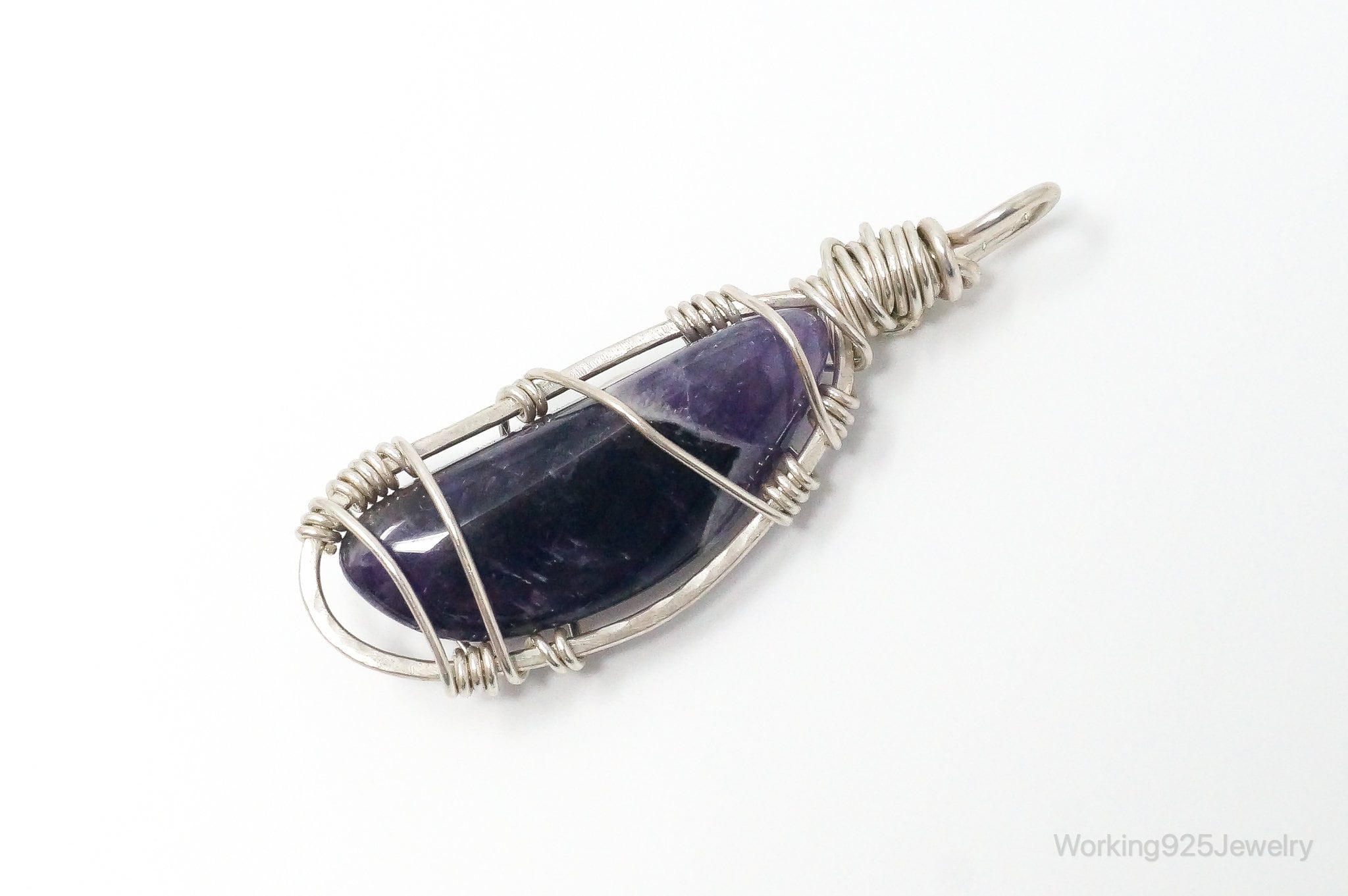Vintage Large Amethyst Sterling Silver Necklace Pendant - Collective Awakening