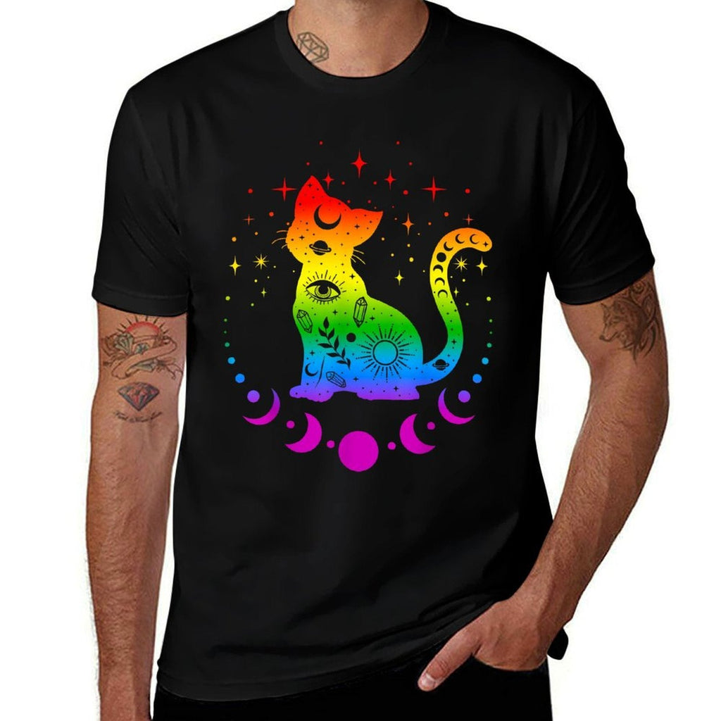 Rainbow Astrology Cat, LGBT Gay Pride Easy - care T-Shirt - Collective Awakening
