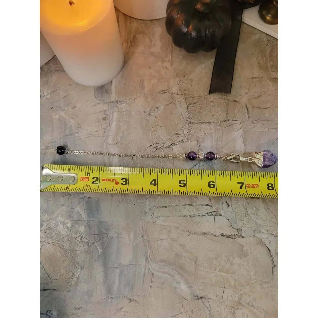 Natural Raw Rose Quartz, Amethyst Quartz Dowsing Pendulum - Collective Awakening