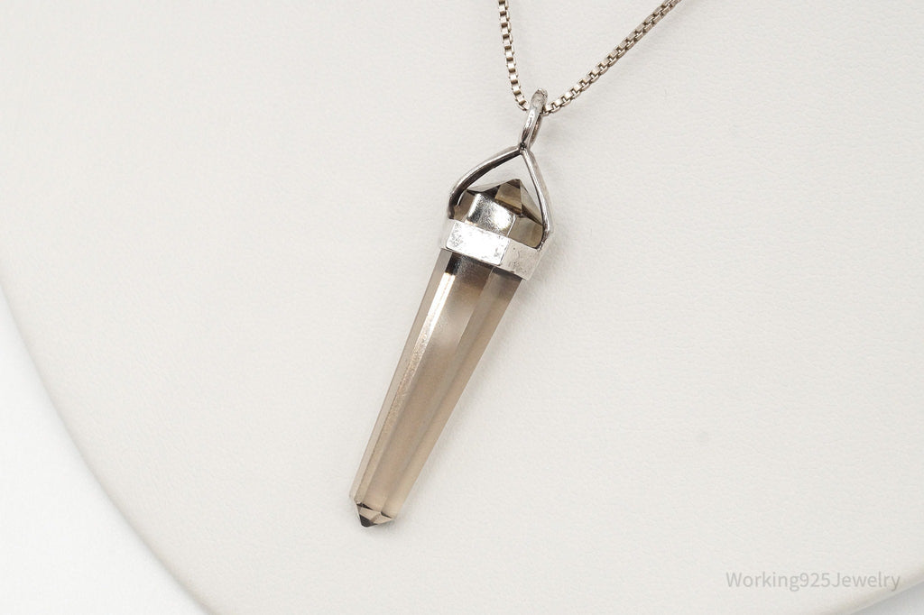Vintage Large Smoky Topaz Sterling Silver Necklace - Collective Awakening