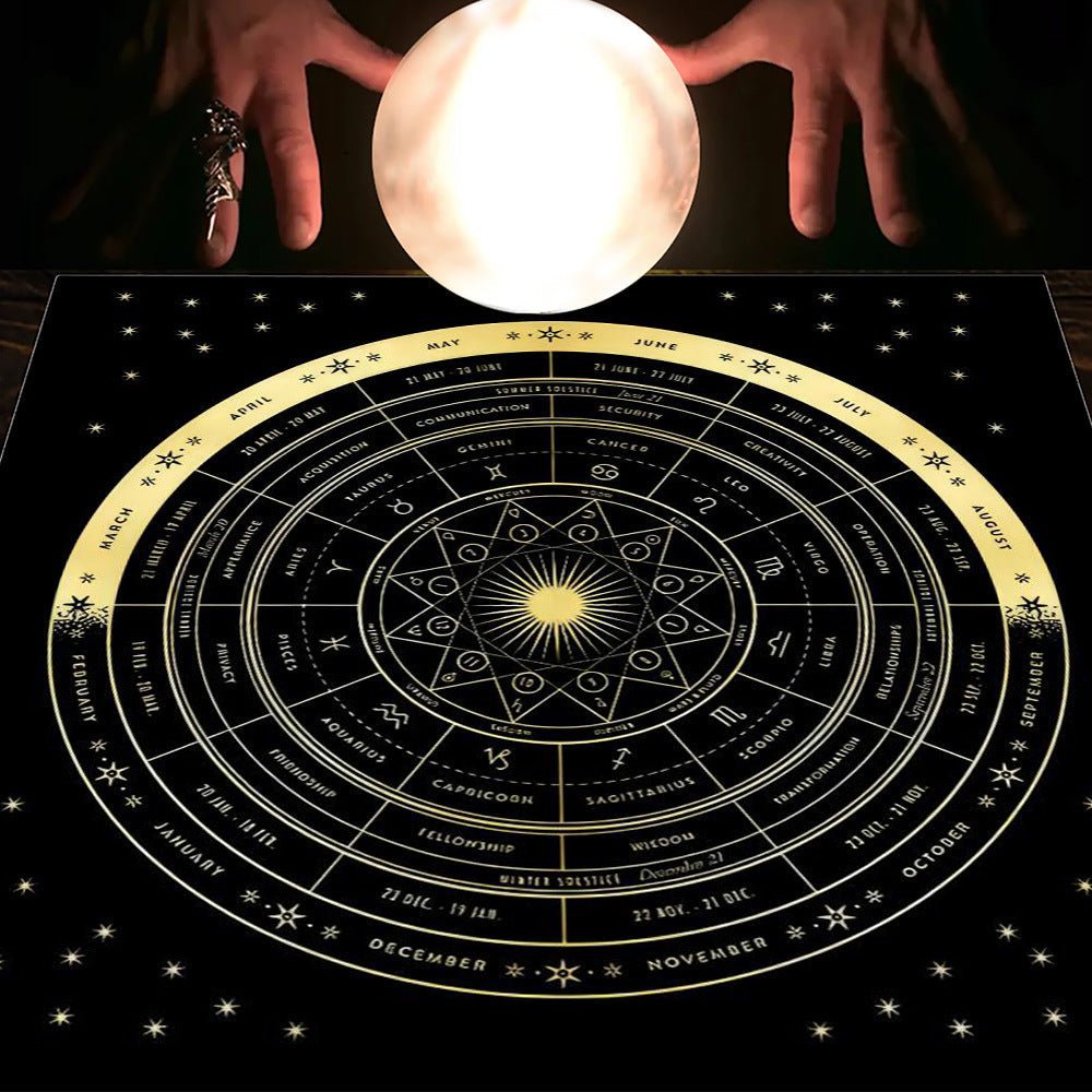 Tarot Tablecloth Cloth Cushion Tarot Moon Sun Lucky Tree Flannel Tablecloth - Collective Awakening
