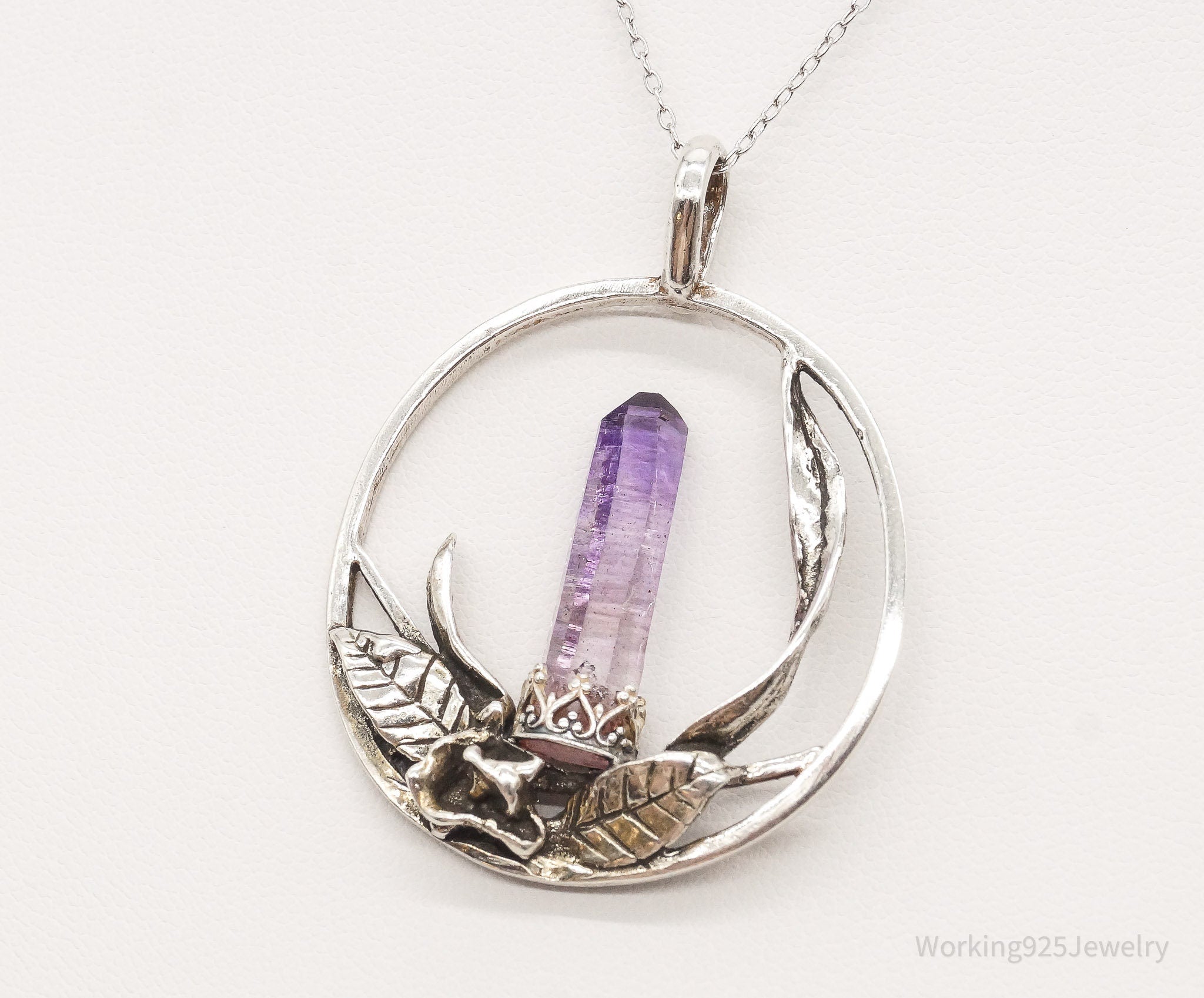 Vintage Amethyst Crystal Sterling Silver Necklace - Collective Awakening