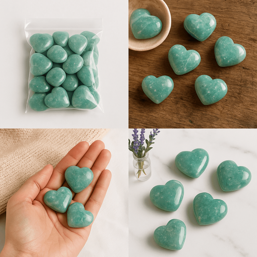Amazonite Mini Hearts – Calming Blue - Green (Per LB) - Collective Awakening