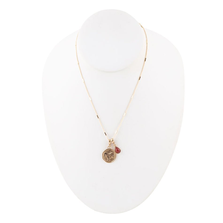 Aries - Zodiac Red Carnelian Golden Charm Necklace - Collective Awakening