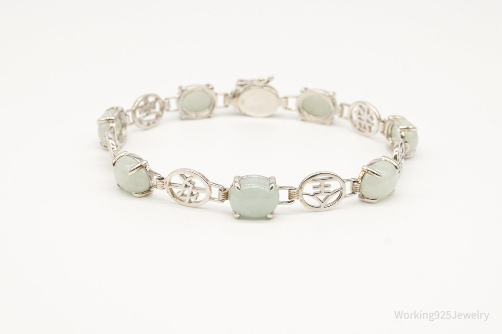 Vintage Jade Good Fortune Sterling Silver Bracelet - Collective Awakening