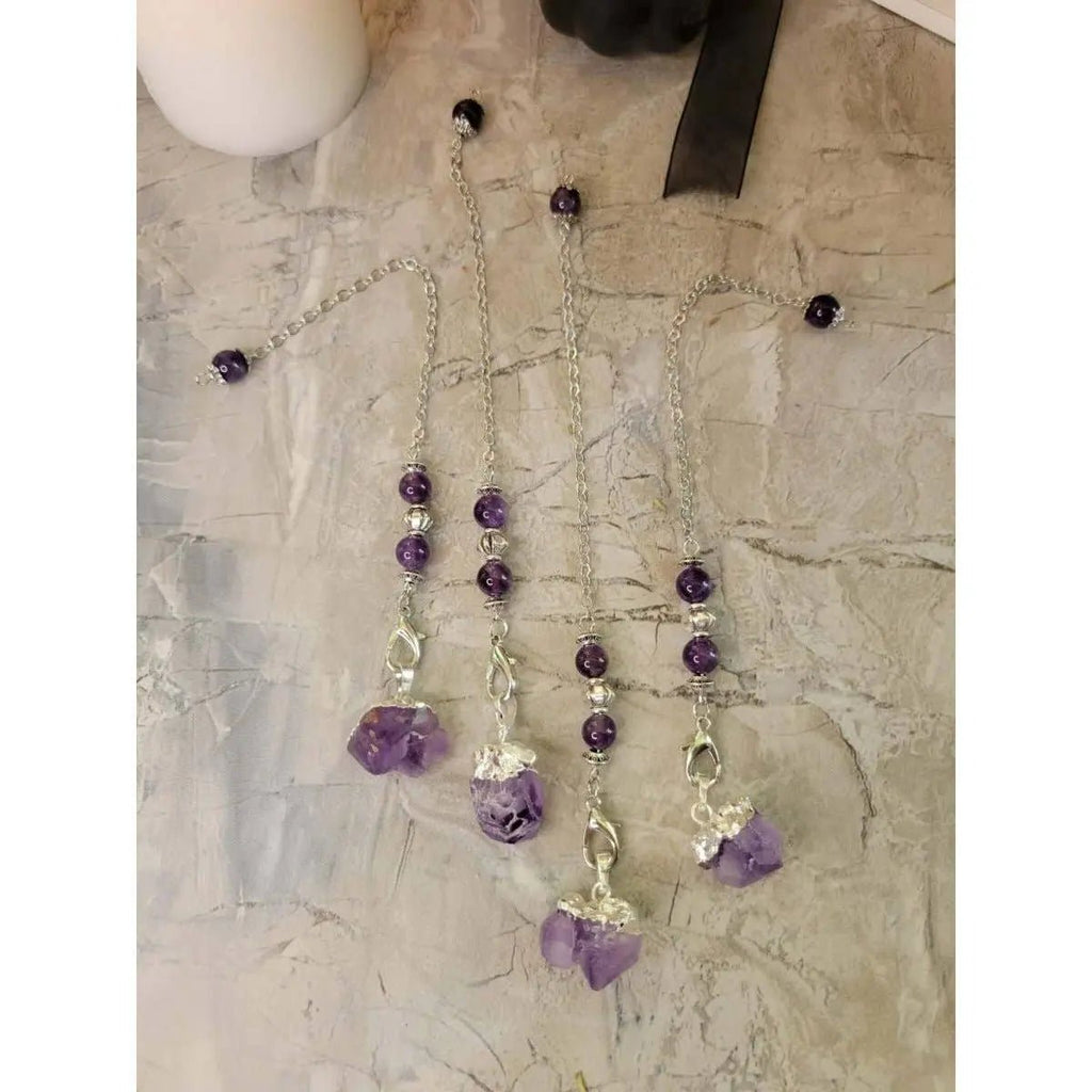 Natural Raw Rose Quartz, Amethyst Quartz Dowsing Pendulum - Collective Awakening
