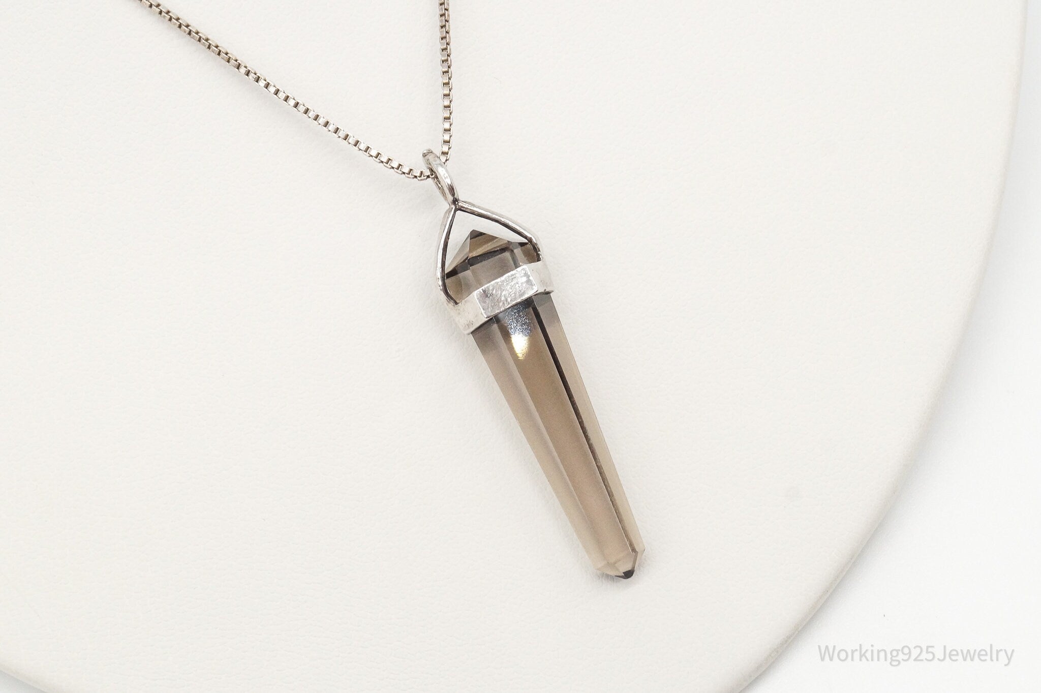 Vintage Large Smoky Topaz Sterling Silver Necklace - Collective Awakening