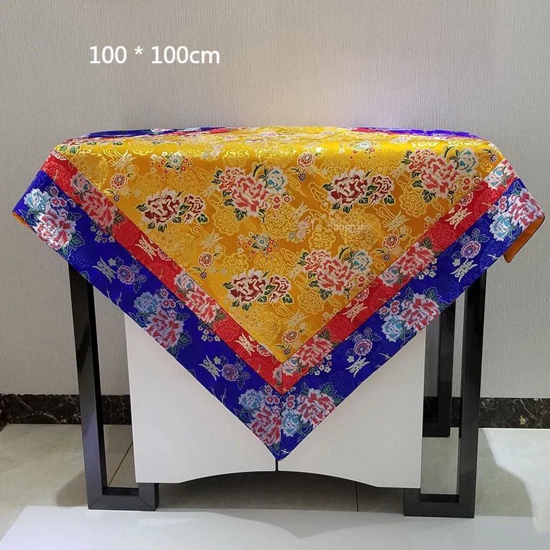 Tibetan - Style Thickened Altar Cloth – 100×100cm Decorative Table Cover - Collective Awakening