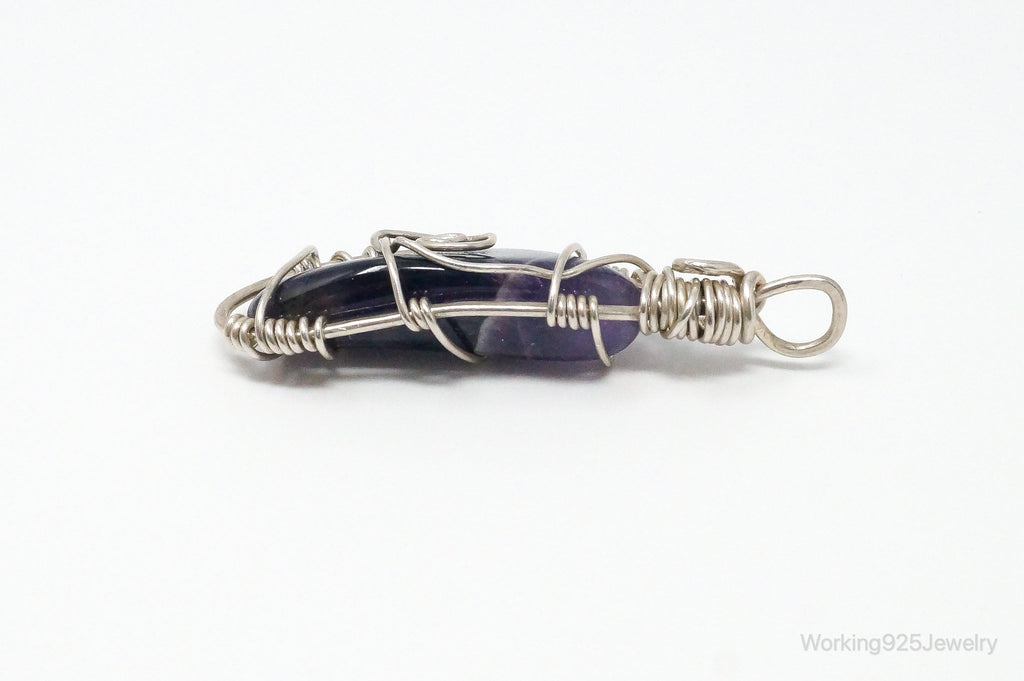 Vintage Large Amethyst Sterling Silver Necklace Pendant - Collective Awakening