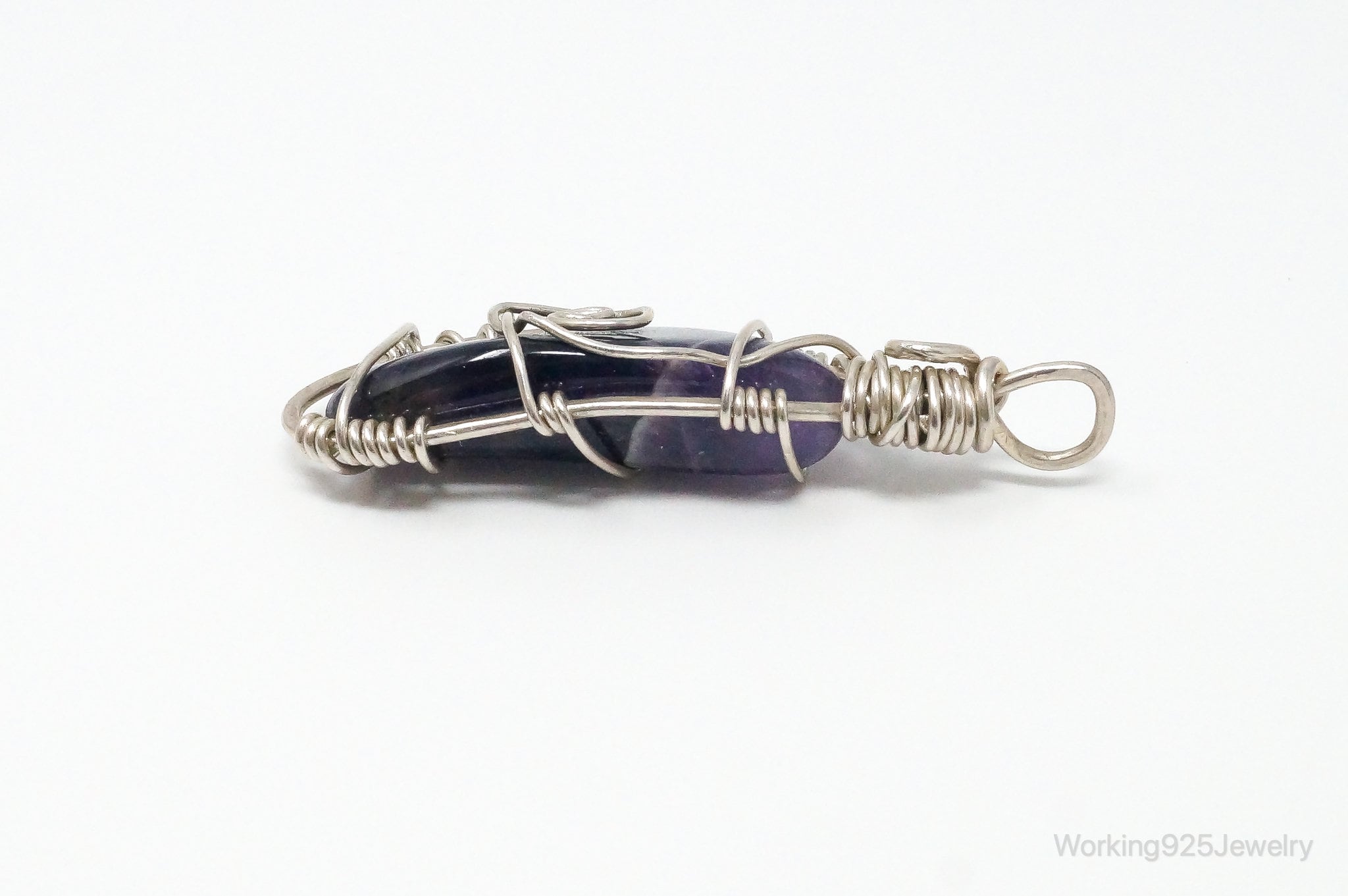 Vintage Large Amethyst Sterling Silver Necklace Pendant - Collective Awakening