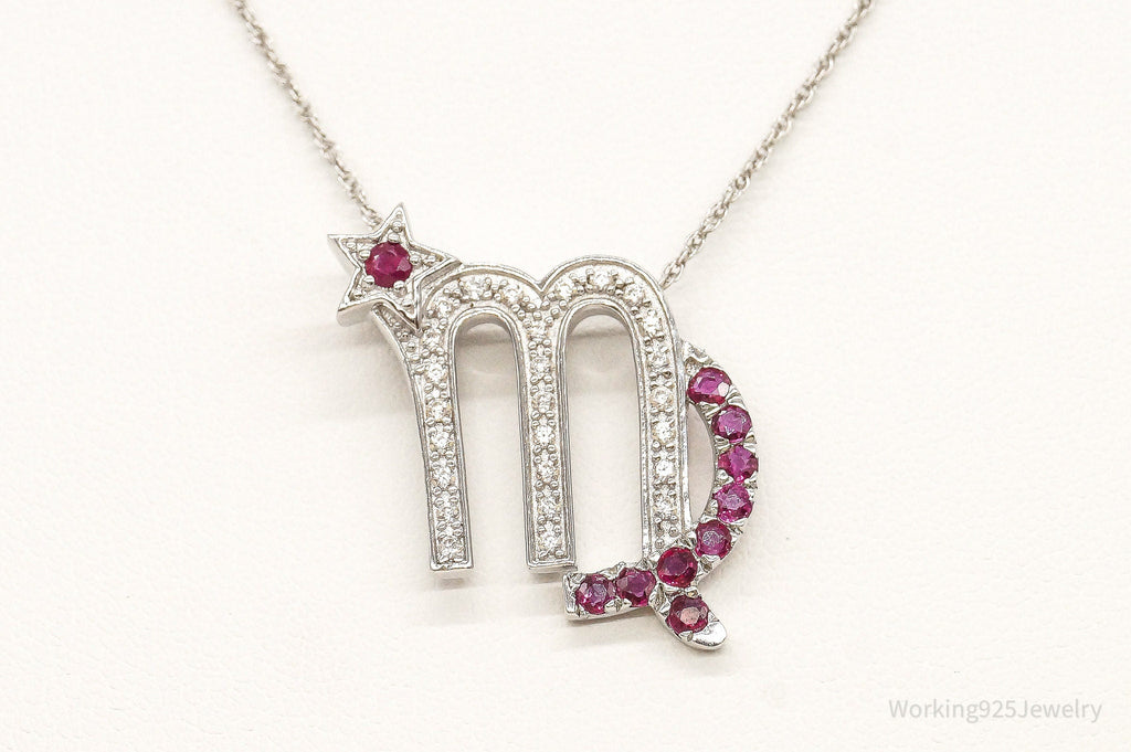 Ruby Cubic Zirconia Scorpio Sterling Silver Necklace - Collective Awakening