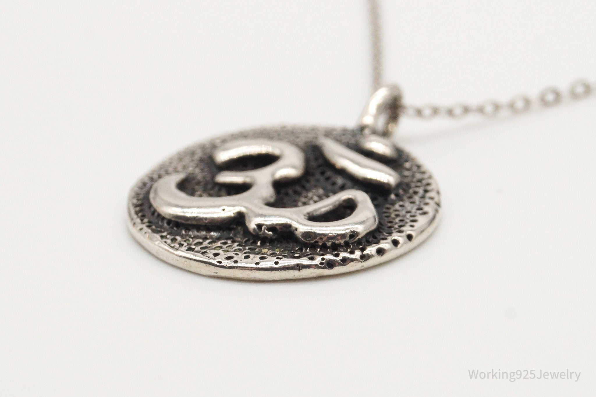 Vintage Om Symbol Sterling Silver Necklace - Collective Awakening