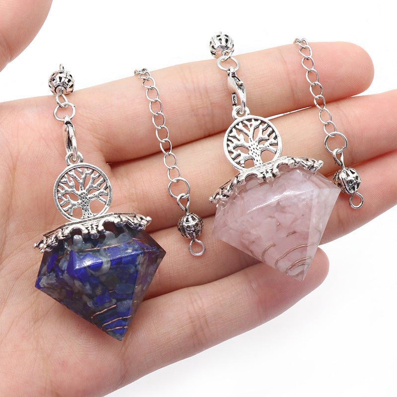 Natural Crystal Resin Crushed Stone Diamond Pendulum - Collective Awakening