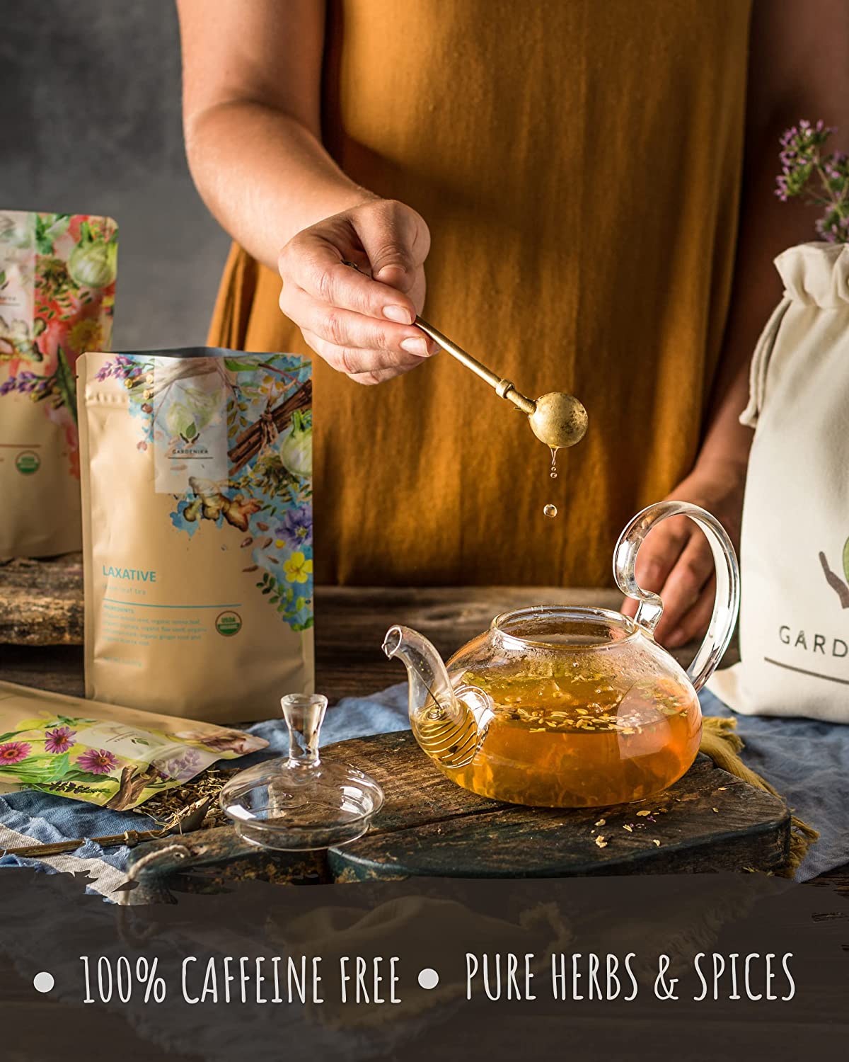 Organic Tea Sampler, 5 Caffeine - Free Wellness Herbal Blends - Collective Awakening