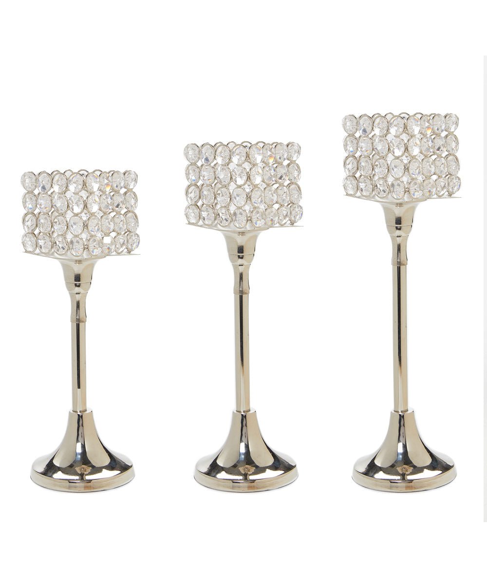 Vibhsa Crystal Aluminium Candle Holder Set of 3 - Collective Awakening