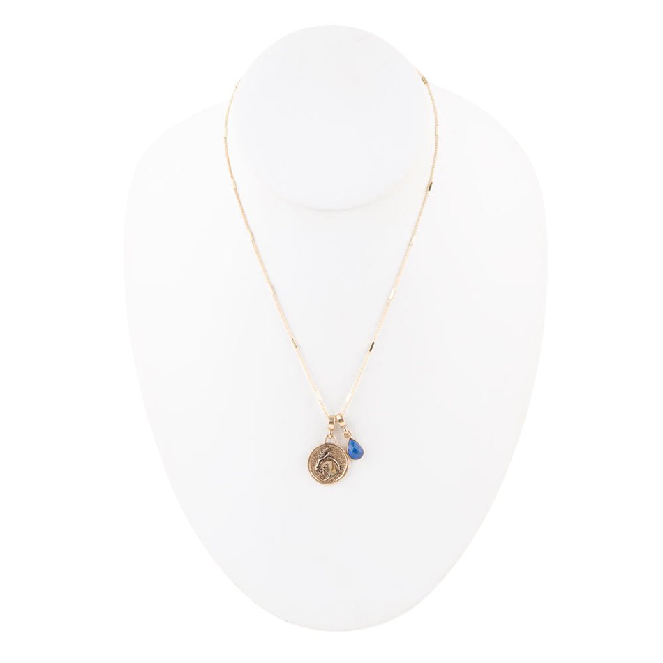 Capricorn - Zodiac Blue Lapis Golden Charm Necklace - Collective Awakening