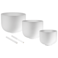 432 Hz Crystal Singing Bowls 8” F4, 10” D4, 12” C4 - Pure Harmony Set - Collective Awakening