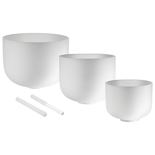 432 Hz Crystal Singing Bowls 8” F4, 10” D4, 12” C4 - Pure Harmony Set - Collective Awakening