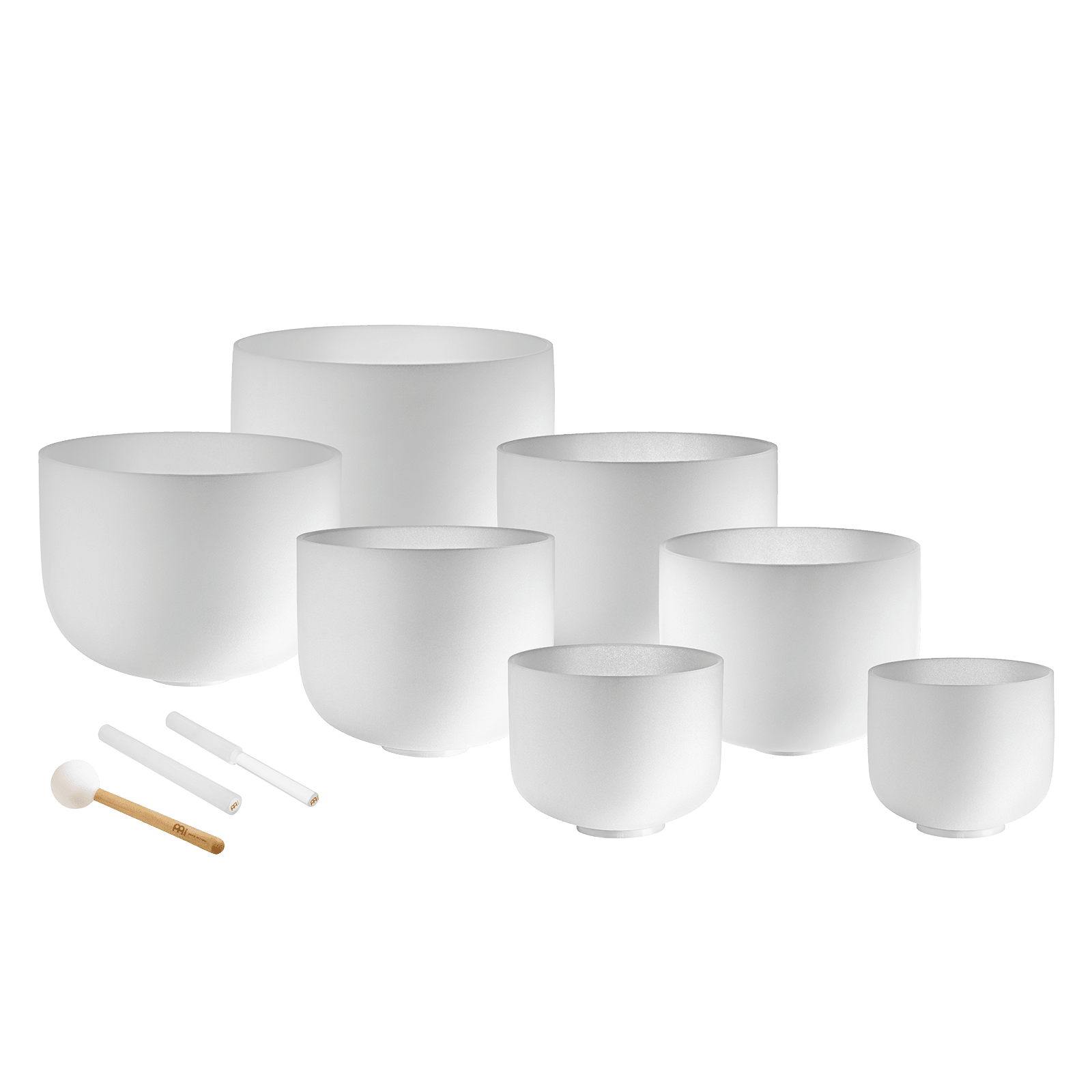 432 Hz Crystal Singing Bowl Chakra Set - 7 Pure White Quartz Bowls (8"–14") - Collective Awakening