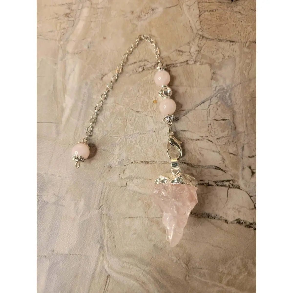 Natural Raw Rose Quartz, Amethyst Quartz Dowsing Pendulum - Collective Awakening