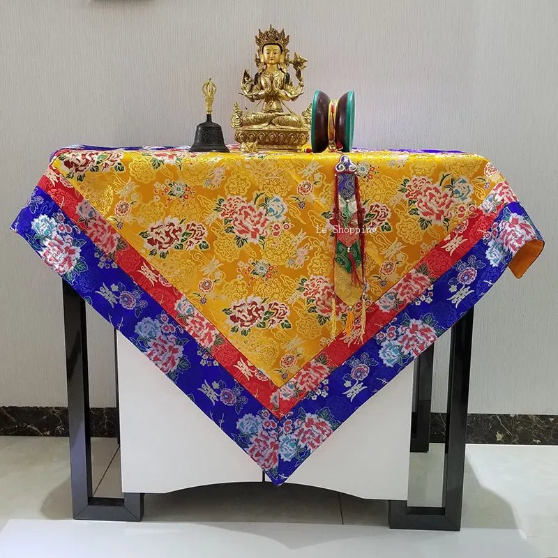 Tibetan - Style Thickened Altar Cloth – 100×100cm Decorative Table Cover - Collective Awakening
