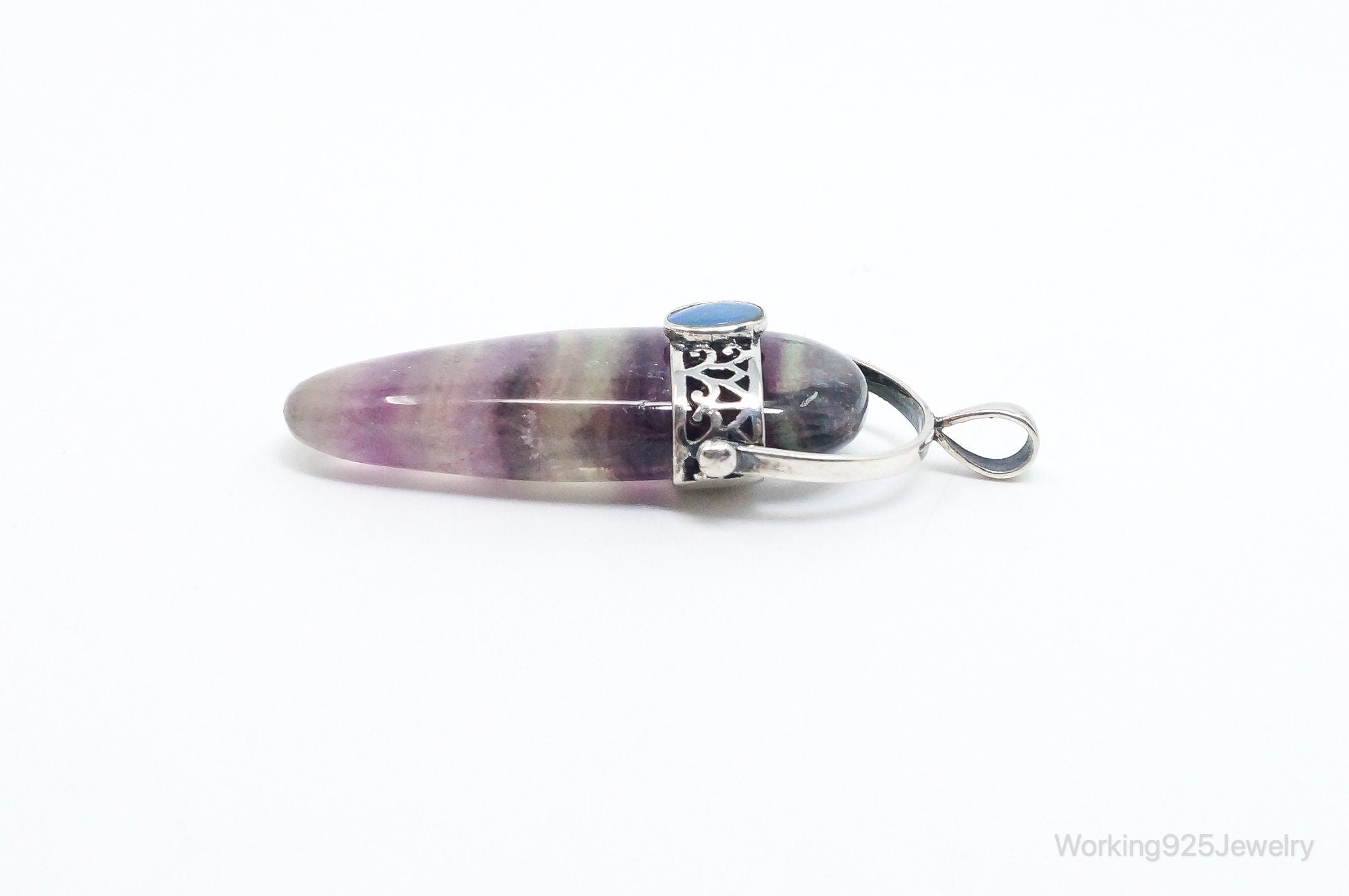 Vintage Purple & Green Fluorite Blue Opal Sterling Silver Pendant - Collective Awakening