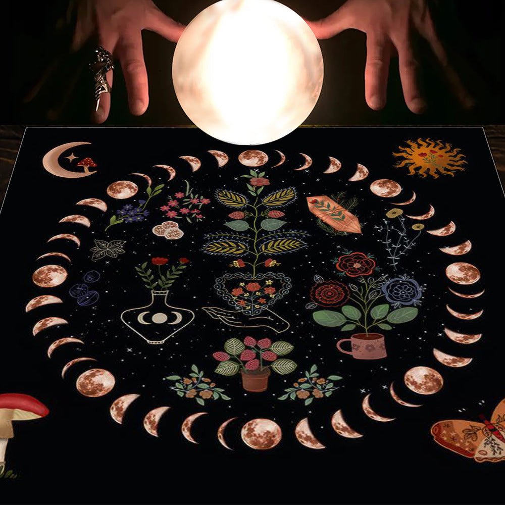 Tarot Tablecloth Cloth Cushion Tarot Moon Sun Lucky Tree Flannel Tablecloth - Collective Awakening