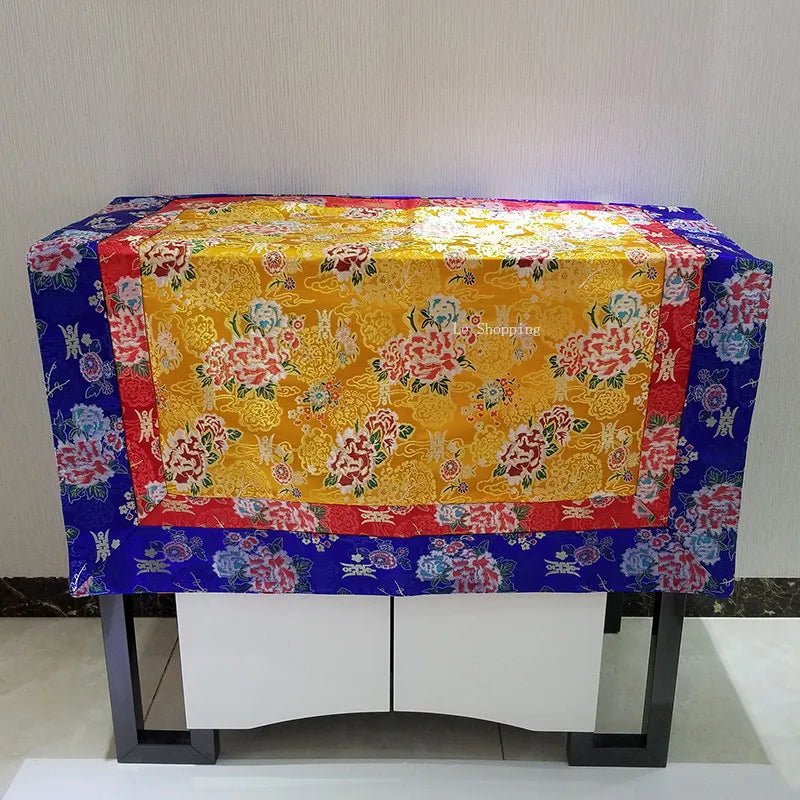 Tibetan - Style Thickened Altar Cloth – 100×100cm Decorative Table Cover - Collective Awakening