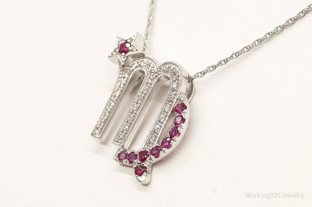 Ruby Cubic Zirconia Scorpio Sterling Silver Necklace - Collective Awakening