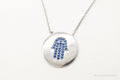 Vintage Blue Cubic Zirconia Hamsa Hand Sterling Silver Necklace - Collective Awakening