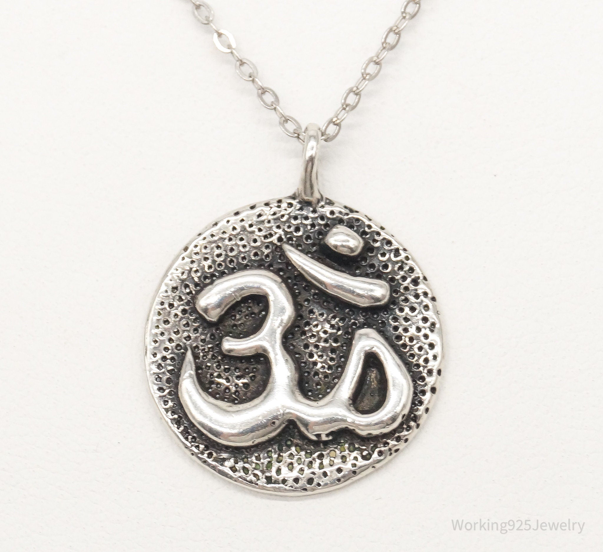 Vintage Om Symbol Sterling Silver Necklace - Collective Awakening