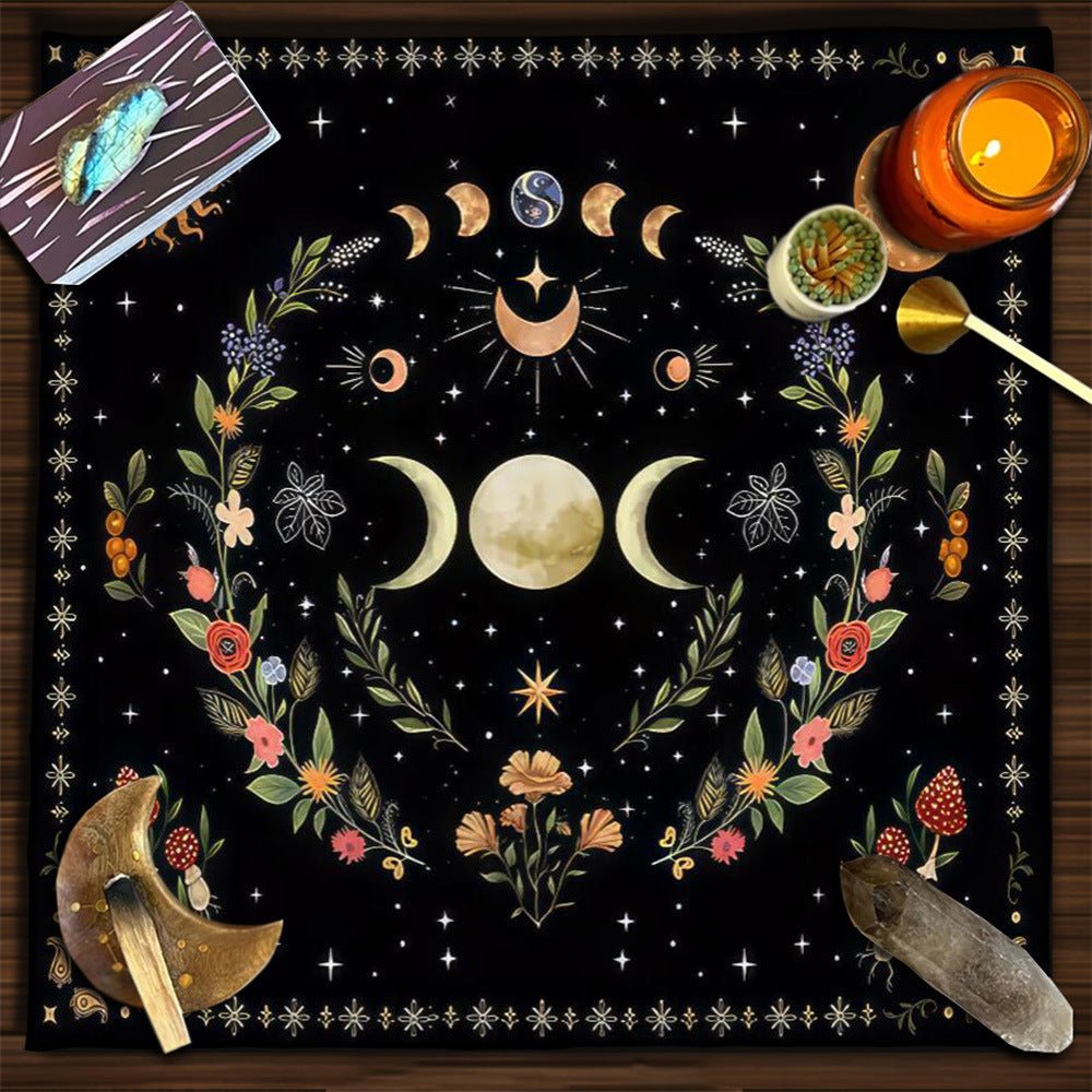 Tarot Tablecloth Cloth Cushion Tarot Moon Sun Lucky Tree Flannel Tablecloth - Collective Awakening