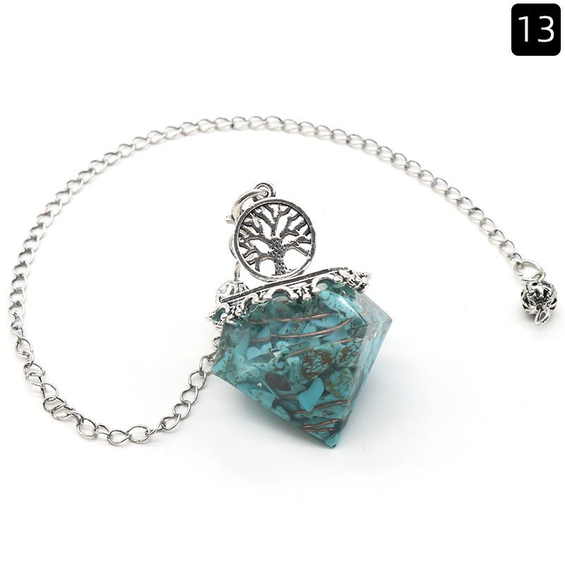 Natural Crystal Resin Crushed Stone Diamond Pendulum - Collective Awakening