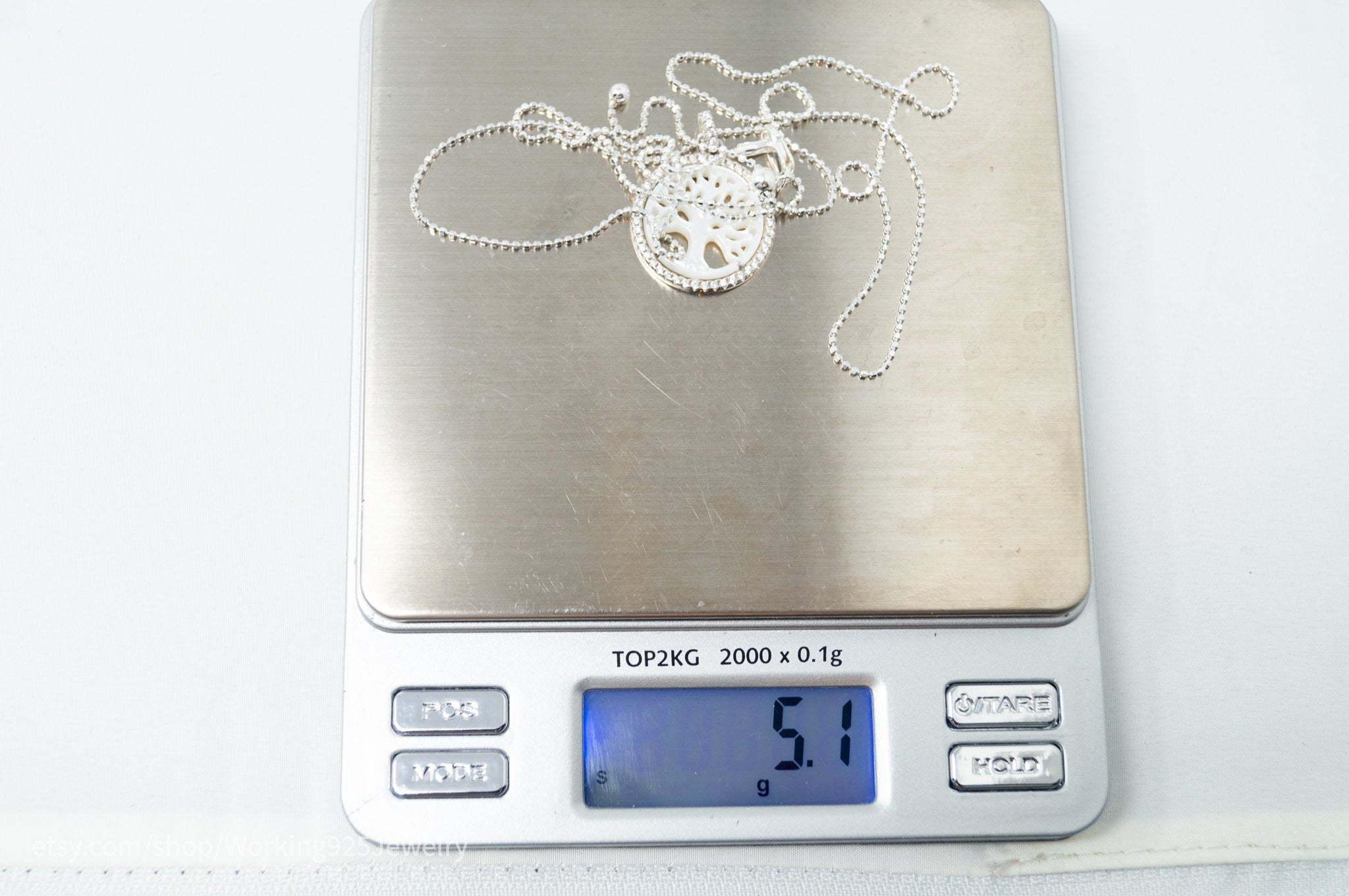Vintage Carved Mother Of Pearl Star Tree Of Life CZ Sterling Silver Necklace - Collective Awakening