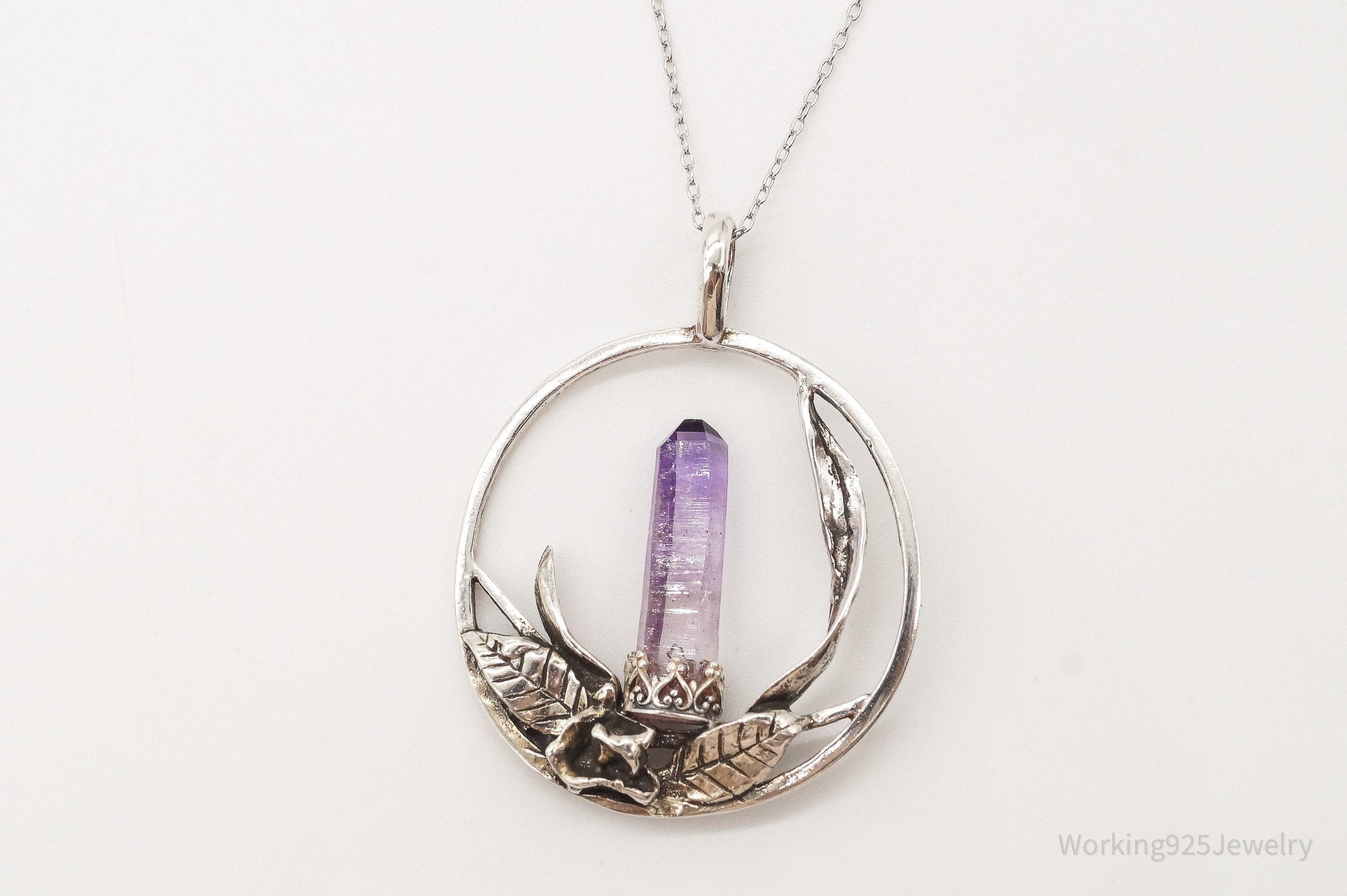 Vintage Amethyst Crystal Sterling Silver Necklace - Collective Awakening