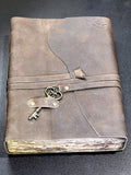 Large Rustic Brown Leather Bound 100 Page Sketchbook Notebook Key Carving Wholesale - Collective Awakening