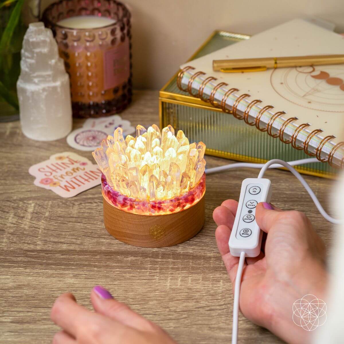Find My Peace - Quartz & Tourmaline Lamp of Blooming Tranquility - Collective Awakening