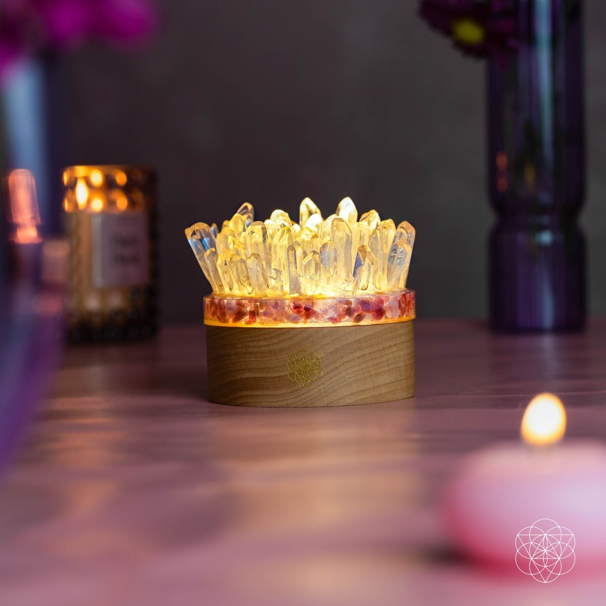 Find My Peace - Quartz & Tourmaline Lamp of Blooming Tranquility - Collective Awakening