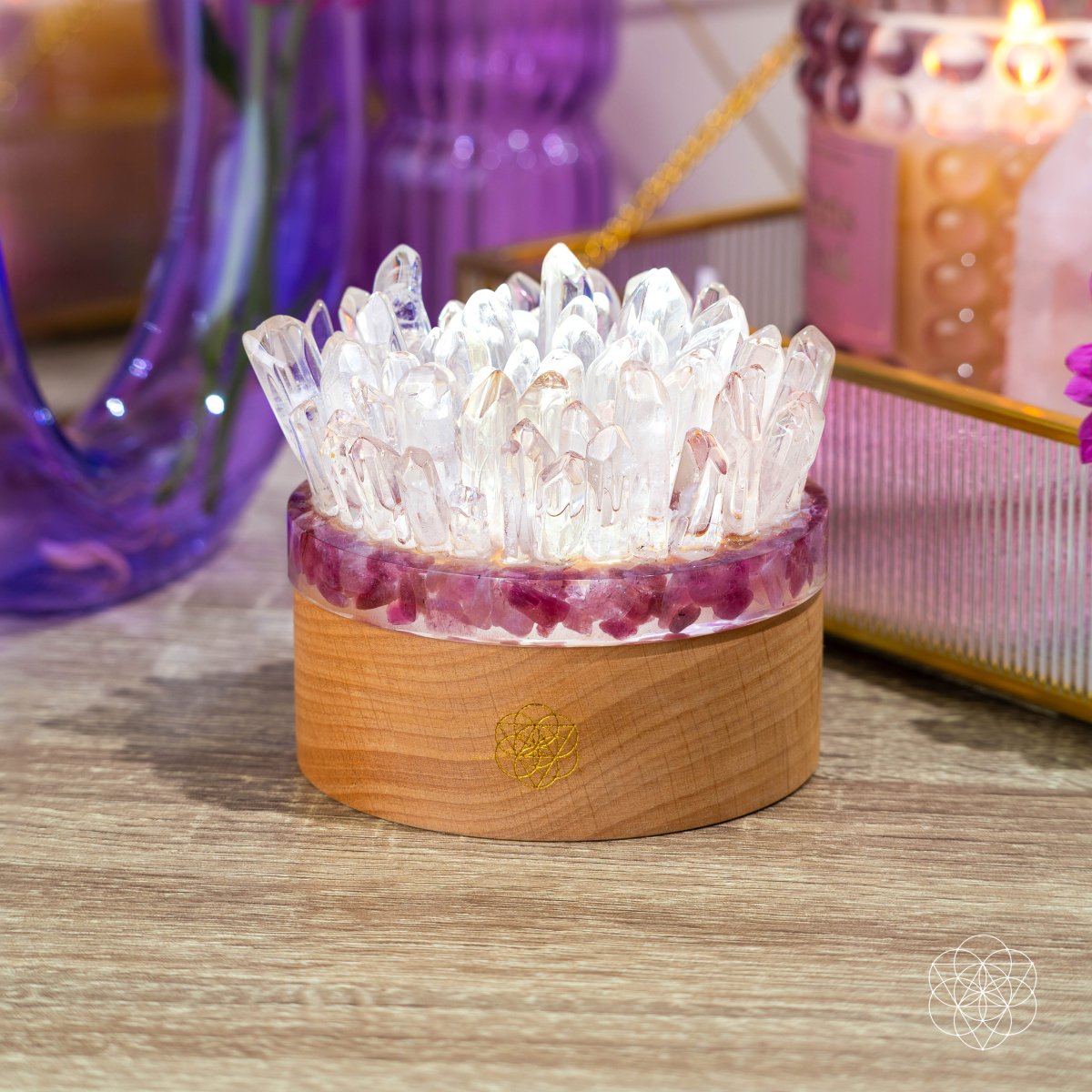Find My Peace - Quartz & Tourmaline Lamp of Blooming Tranquility - Collective Awakening