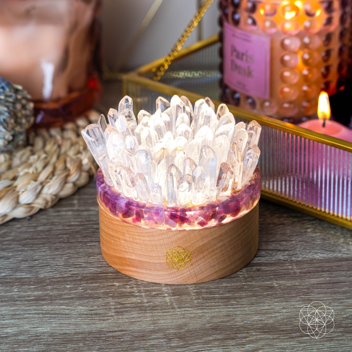 Find My Peace - Quartz & Tourmaline Lamp of Blooming Tranquility - Collective Awakening